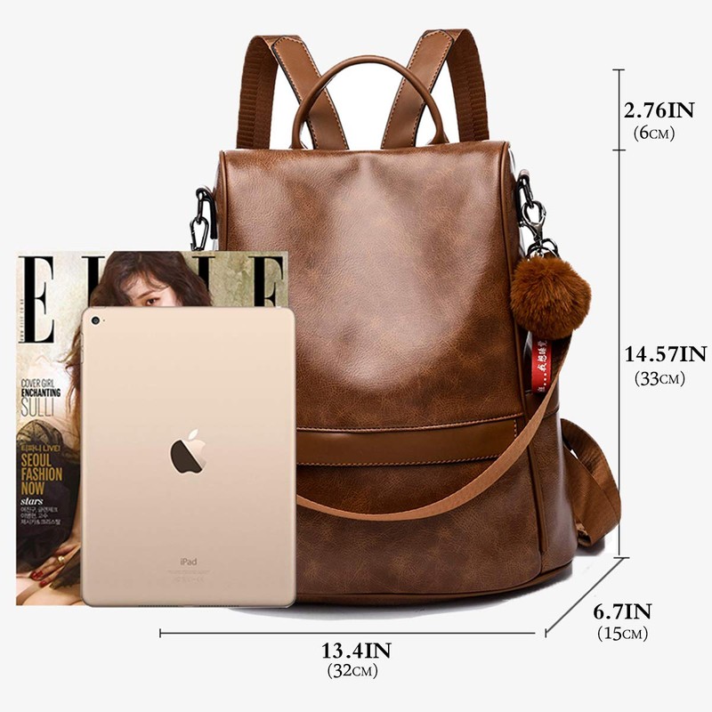 Ladies’ Soft PU Leather Backpack Handbag, Shoulder Bag, All in