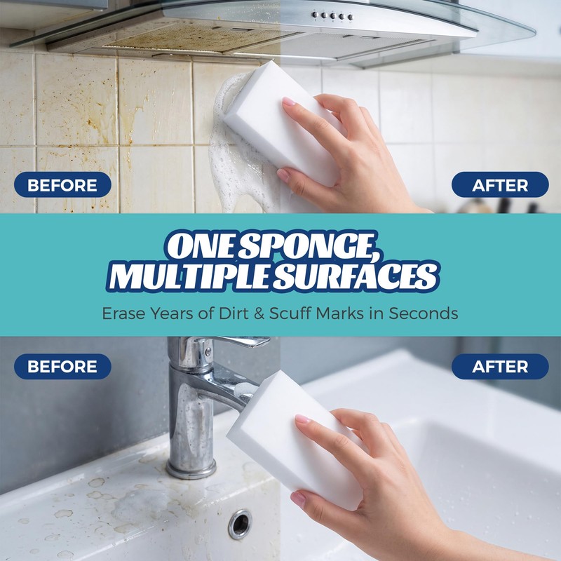 Magic Sponge Eraser 30Pack, 2X Density Melamine Foam Pads Bulk