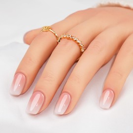 Press-On-Nägel, kurze, quadratische Ombre-Gelnägel, 24-teiliges Set mit Kleber, perfekte Passform und natürlicher Look in 12 Größen