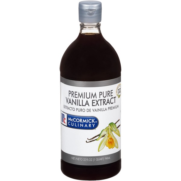 McCormick Culinary Vanilla Extract, 32 fl oz - One 32 Fluid Ounce Container of Gluten Free and Non-GMO Pure Vanilla Extract Made From Premium Vanilla Beans Perfect for Chefs & Home Bakers