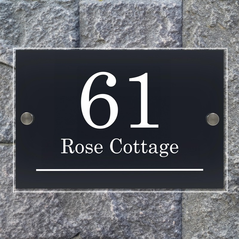 Badgemaster Layered Glass Effect Modern Anthracite Acrylic House Number Sign