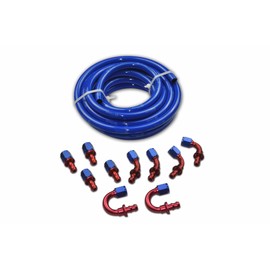 -8 AN AN-8 Push Lock Fuel Line Hose Blue 20ft & Push On Loc Fittings Kit