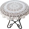 USTIDE 80cm White Round Handmade Crochet Sunflower Tablecloth Cotton Lace