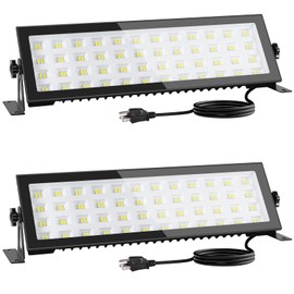 OOOLED 2 Pack LED Shop Lights, 100W 13000LM 6000K Super Bright LED Work Light, IP66 Waterproof Flood Light Outdoor with Plug, LED Shop Lights for Workshop, Garage, Shop, Outdoor
