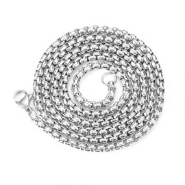 Vintashion 2/2.5/3/3.5/4mm 45/50/55/60/65/70cm stainless steel curved box chain necklace for men (3mm, 70cm)