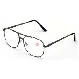 V.W.E. Large Clear Metal Tear Drop Reading Glasses - Big Lens Spring Hinge Square Reader (Gunmetal, 1.00)