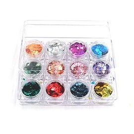 Small and Medium 3 Mix Sizes, Heart Shaped Hologram Cross Holo 12 Color Set, Leather Processing, Glitter Effect