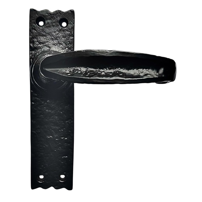 Cast Iron Antique Door Handles Set, Black Lever with Latch