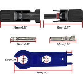 JUTOSU Solar Panel Cable Connector MC4 Connector Male / Female Solar Panel Connection Cable IP67 Waterproof High Load High Heat Resistant MC-4 Solar Power Connector with Mounting Wrench (10 Pairs)