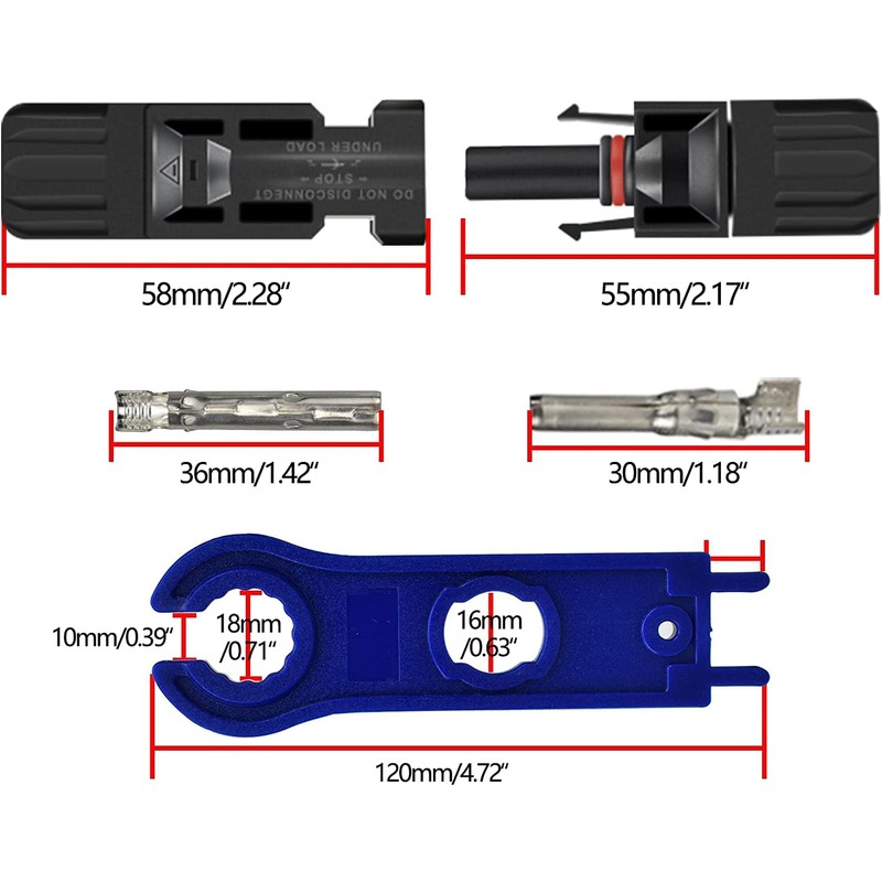 JUTOSU Solar Panel Cable Connector MC4 Connector Male / Female