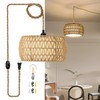 ALAISLYC Boho Rattan Pendant Lights Farmhouse 12 Inch Plug in