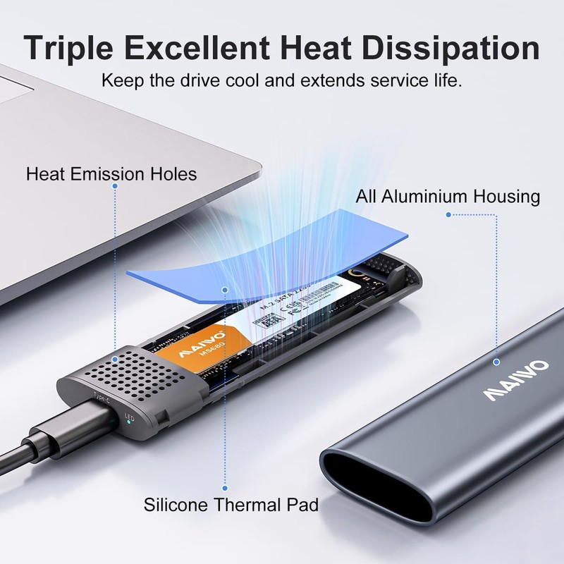 MAIWO M.2 SATA SSD Enclosure, USB3.2 Gen1 Type-C to SATA