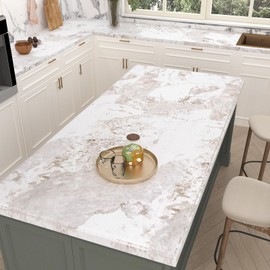 EaseStick 15.7"x160" Brown White Marble Contact Paper Peel and Stick Matte Onyx Marble Wallpaper for Countertops Contact Paper Waterproof Self Adhesive White Vinyl Wrap for Cabinets Bathroom Table Top