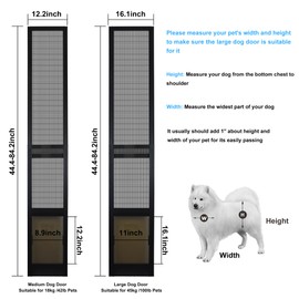 HANIML Medium Dog Door for Sliding Glass Doors Doggie Door Insert for Patio Pets Door with Lockable Panel & Magnetic Closure Easy to Install Ideal for Large Dogs Cats Black