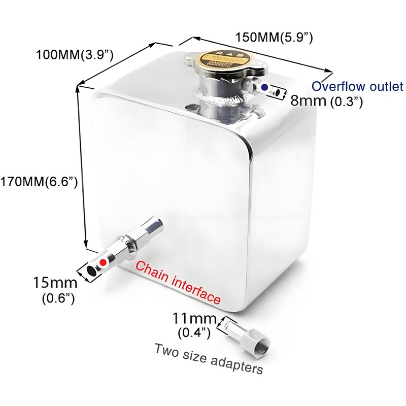 RYANSTAR Universal 2.5L Water Coolant Expansion Overflow Water Tank Reservoir