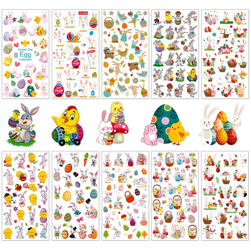 Easter Egg Stickers, 10 Sheets Easter Egg Stickers, Egg Colours