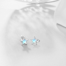 Cuoka Star Moonstone Sterling Silver Moonstone Star Stud Earrings - Jewelry for Women