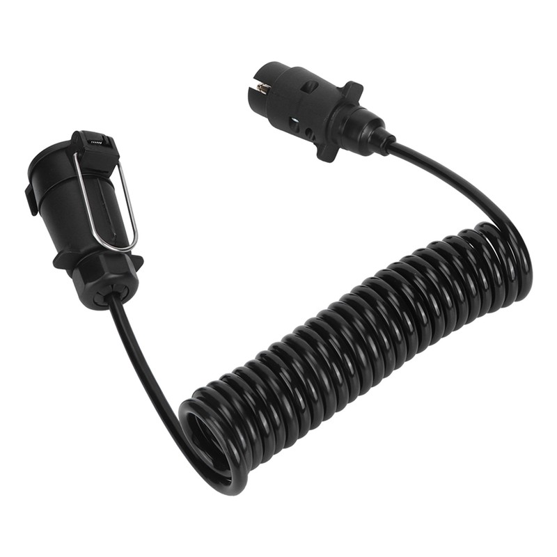 7 Pin Trailer Plug With 98.4in Spring Extension Cable 12V