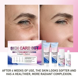 Facial Skincare Sets and Kits Travel Mini Anti-Aging Serum Face Wash Collagen Retinol with Toner Moisturizing Cream Size Essentials Gift for Women / 페이셜 스킨케어 세트 및 키트 여행용 미니 안티에이징 세럼 세안제 토너 보습 크림이 포함된 콜라겐 레티놀 사이즈 필수품 선물 여성용