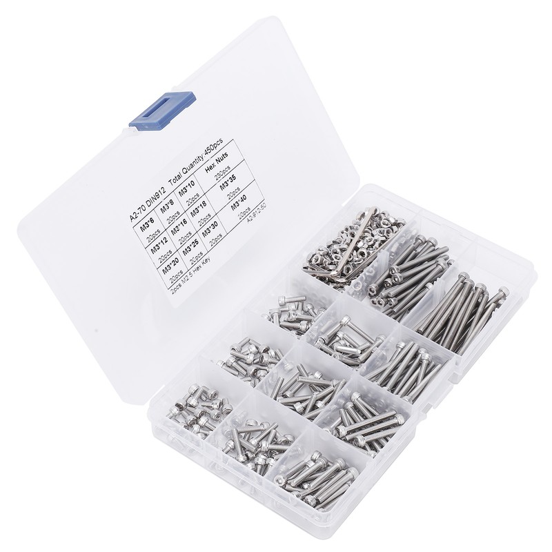 450pcs M3 Stainless Steel Cup Head Hex Socket Screw with