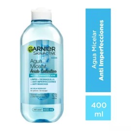 Agua Micelar Ácido Salicílico Desmaq 400ml Acné Garnier Azul