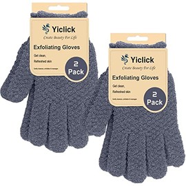 Yiclick Heavy Exfoliating Gloves 2 Pair 4 Pcs, Exfoliating Body Scrubber for Bath Shower Exfoliation, Body Scrub Exfoliator For Dead Skin Remover, Exfoliate Sponge Loofah Washcloth Mitt for Men Women