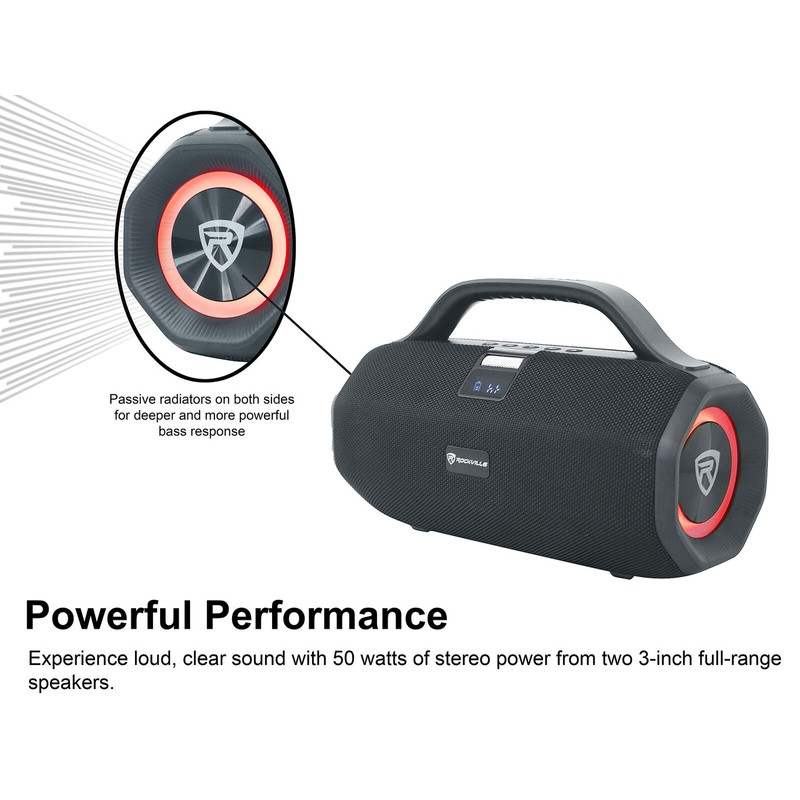 Rockville 2) Rockville SONIC-50L Wireless Linking Portable Bluetooth Party Speakers+Mic