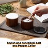 Singhoow 2 Pcs Acacia Wood Salt Cellar with Marble Lid