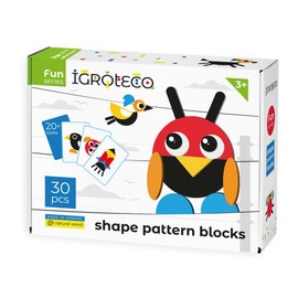 Igroteco® Shape Pattern Wooden Blocks for Children from 3 Years 30 Piece Simulator for Brain Fingers and Children's Imagination Colourful Patterned Wooden Mosaic Development of Motor Skills