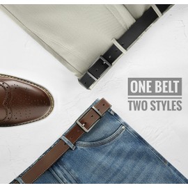 CHAOREN Reversible Belts Men - 1 3/8" Dress Leather Belts for Men - Two Styles in One Belt