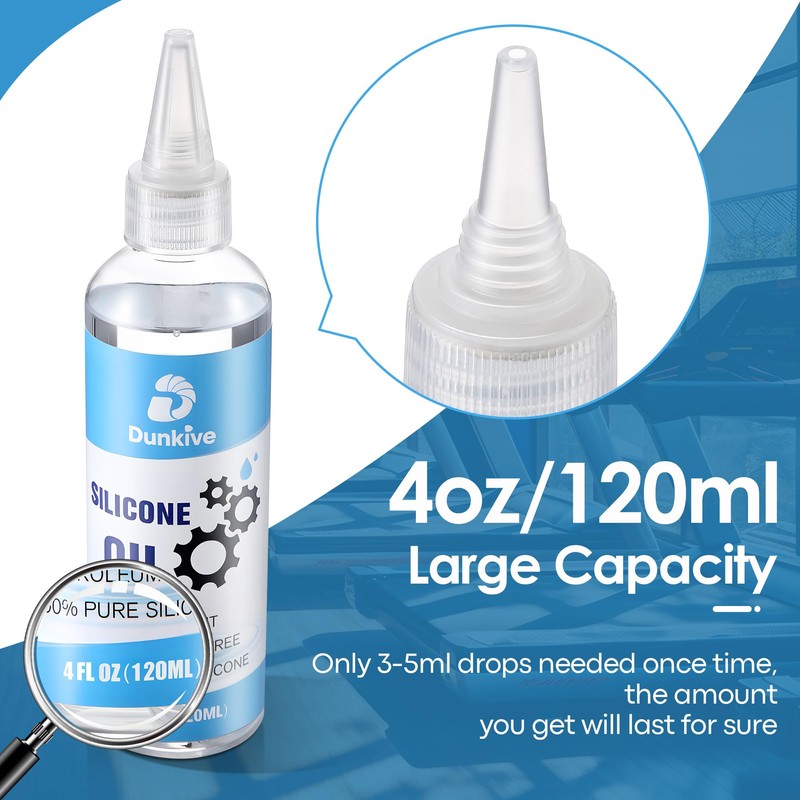 Dunkive 120ml/4oz Treadmill Lubricant with 24inch Foldable Applicator, Pure Silicone