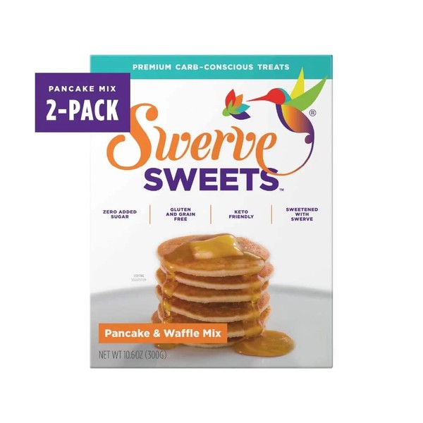 Swerve Sweets Pancake and Waffle Mix - Keto Diet Friendly, Zero Added Sugar, Low Glycemic, Gluten Free, Easy to Make, 10.6 Oz, 2 Pack