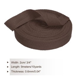 PATIKIL Cotton Twill Tape 20mm(3/4") 9m(10 Yards) Cotton Ribbon Bias Binding Tape Herringbone Webbing Trim for Sewing Gift Wrapping Craft DIY Dark Brown