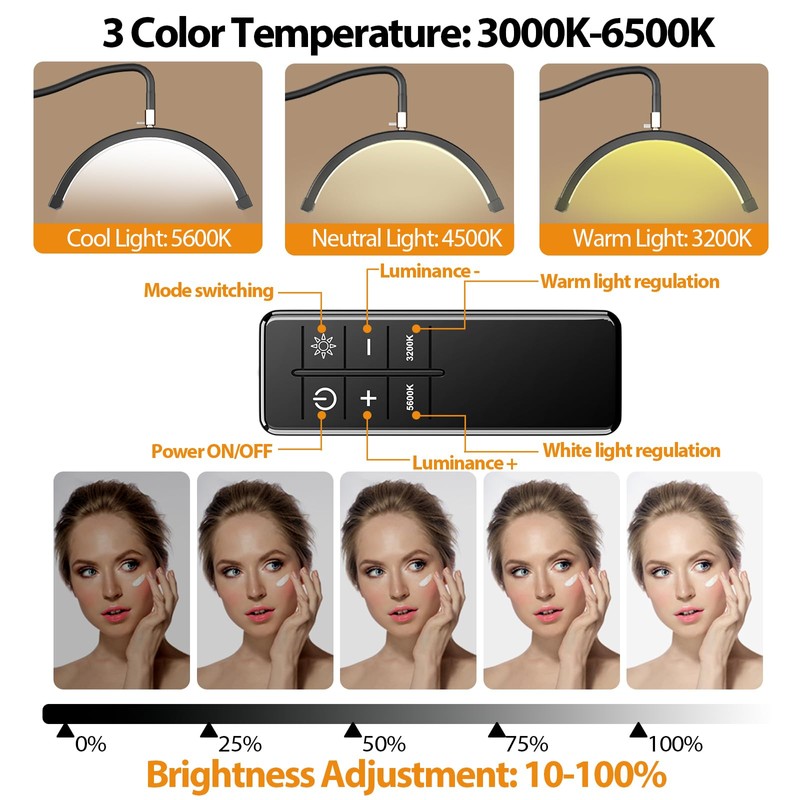 BeeMingle Half Moon Lash Light for Lash Tech, 3-in-1 Professional