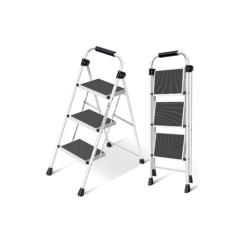 SIMPLI-MAGIC Step Ladder, 3 Step Stool Ergonomic Folding Step Stool