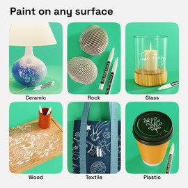 ARTISTRO 2 White Permanent Marker - Waterproof Markers for Tire, Fabric, Rocks, Glass, Ceramic, Wood, Paper - Oil Based Paint Pens - Extra-Fine Tip 0.7mm