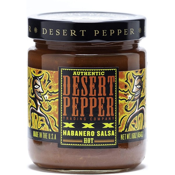 Desert Pepper Trading Company XXX Roasted Habanero Salsa, 16-Ounce (6 Pack)