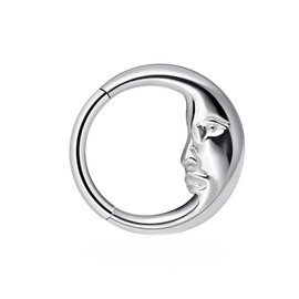 LUYING G23 Titanium Nose Ring Hypoallergenic Quality Gift for Sensitive Skin Moon Shape- Versatile Cartilage and Nose Accessory with Easy Click Closure