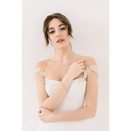 SWEETV - Juego de joyas de novia para boda, collar de circonita cúbica, aretes colgantes de gota, lágrima, marquesa, novias, damas de honor, boda, graduación, aniversario, regalos para mujeres,