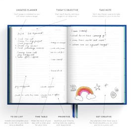 Undated Daily Planner Notebook | To Do Lists Hourly Schedule Note Pages | A5 | Ultramarine Blue