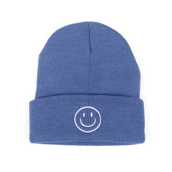 AJG Beanie Hats for Men,Unisex Smile Face Embroidered Acrylic Soft