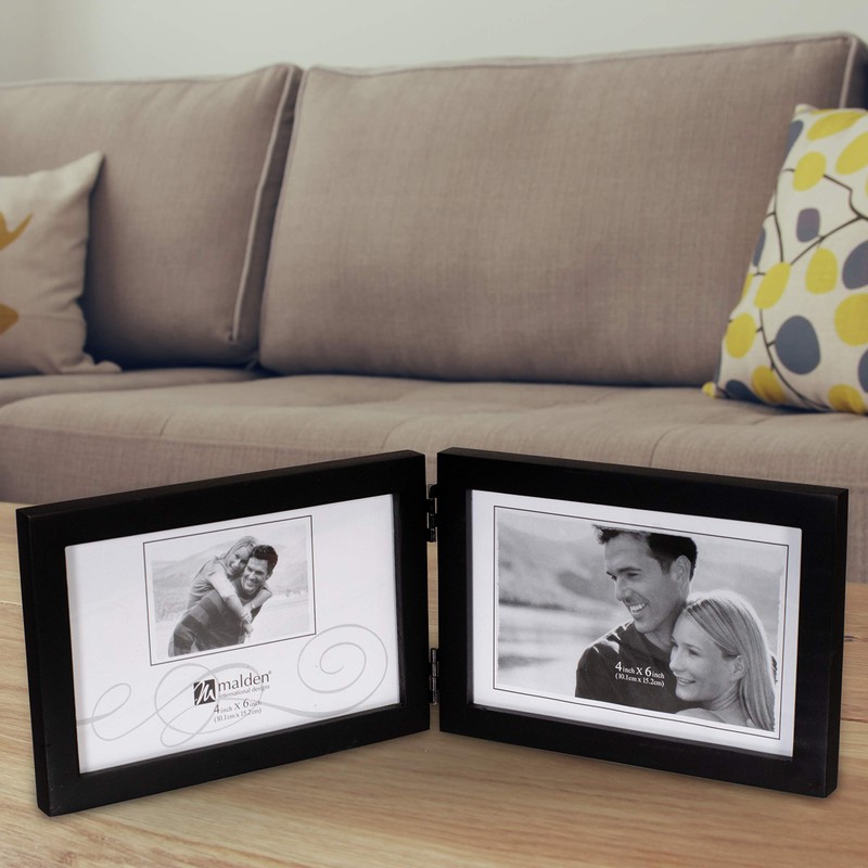 Malden International Designs Black Concept Wood Picture Frame, Double Horizontal,