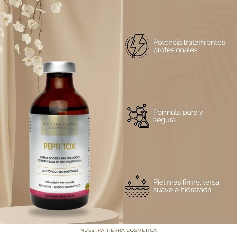 Nuestra Tierra Cosmetica PEPTITOX, Solución Concentrada Derma Booster Pro, Anti-edad