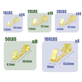 BIGTEDDY - 206pcs Photo Frame Picture Hangers Assortment Wall Hanging Kit Hardware Hooks with Wire for Drywall Home and Office Picture Wall Mount