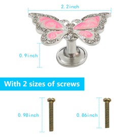 Butterfly Cupboard Knobs,6 pcs Hand-Painted Butterfly Cabinet Knobs Drawer Pull Handle for Decorative Drawers, Wardrobes, Cabinets (Pink)