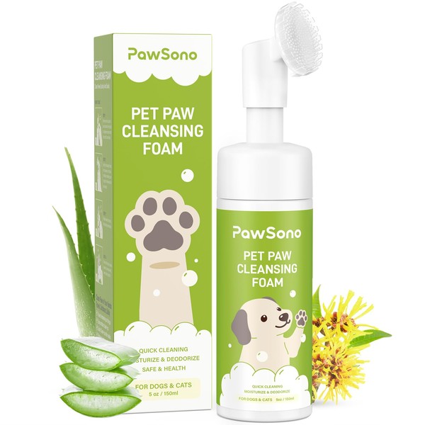 PawSono Dog & Cat Paw Cleaner, No-Rinse Foaming Pet Foot
