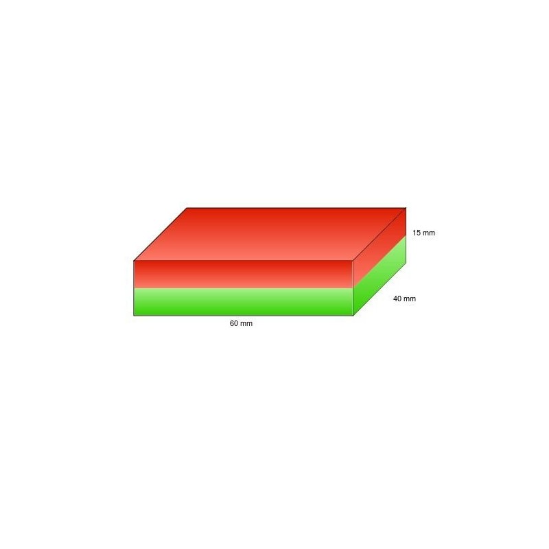 Quadermagnet 60,0 x 40,0 x 15,0 mm Y35 Ferrit -