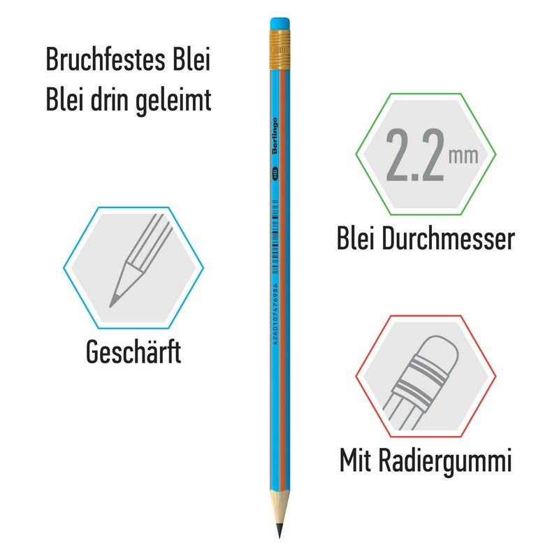 Berlingo Fuze Series 72 Pieces HB Pencil Set with Eraser