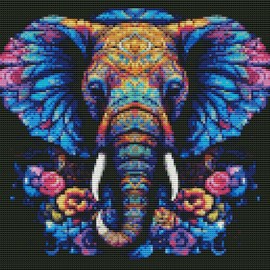 Amiiba Pre Printed Cross Stitch Kits for Adults, Elephant 11ct Stamped Embroidery Kits DIY Wall Art Decor for Beginners (Elephant)
