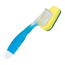 LOLA Soap Dispenser Dish Brush Wand, Absorbent Sponge Scrubber, No Leaking. Clean Dishes, Sinks and Cookware, 1 Brush w/Head